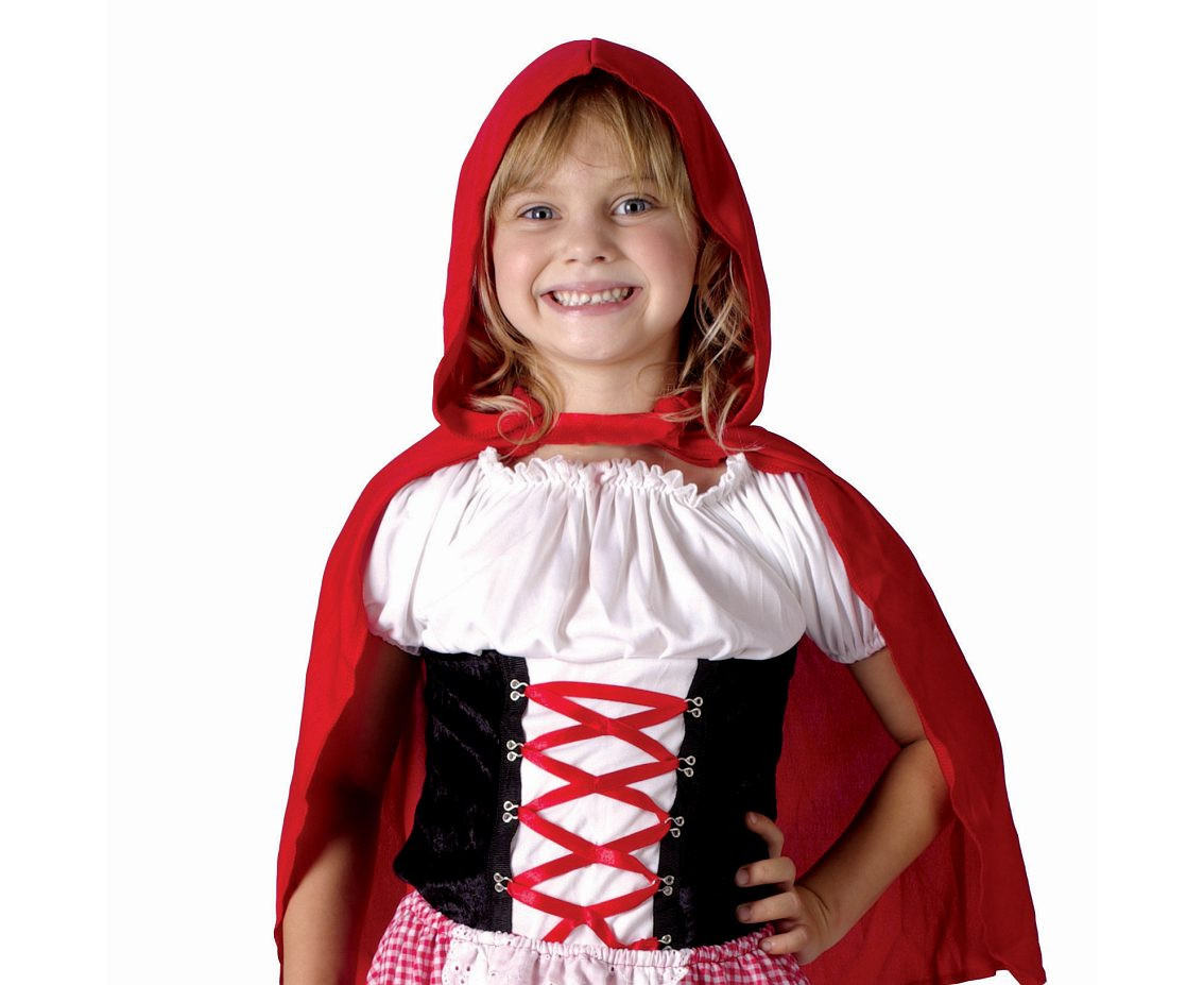 Role play-set for kids Red Hood (shirt, skirt, hooded cape), size 110/120 cm